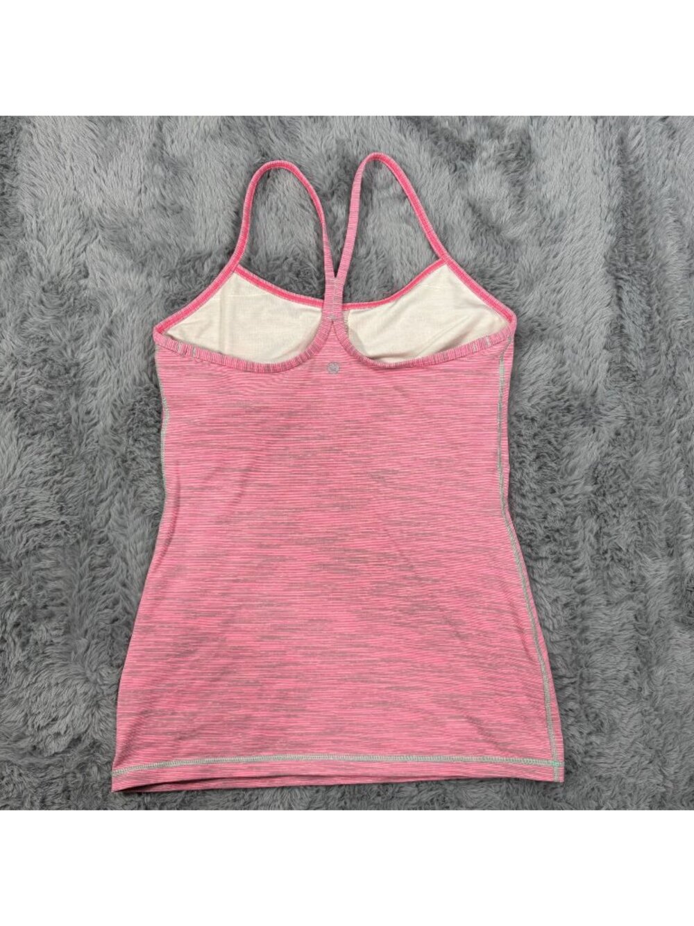 Lululemon Pink Heathered Strappy Racerback Tank Top With Built-In Bra Size 8